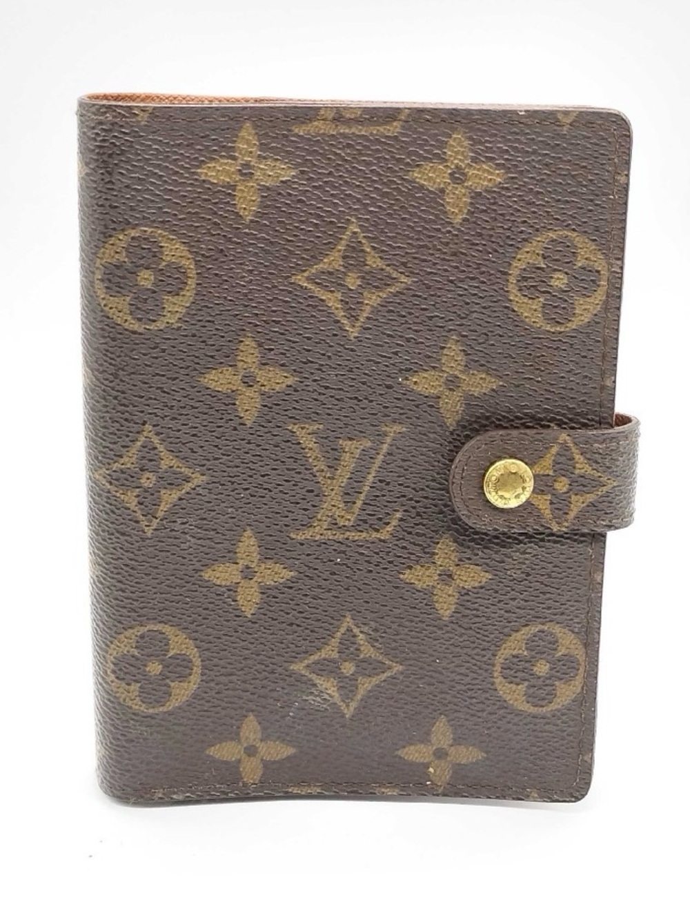 Louis Vuitton Tan Leather Ring-Agenda Organizer with Monogram Snap